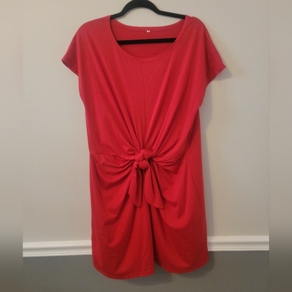 NWOT XL Red mini tie waist dress.
